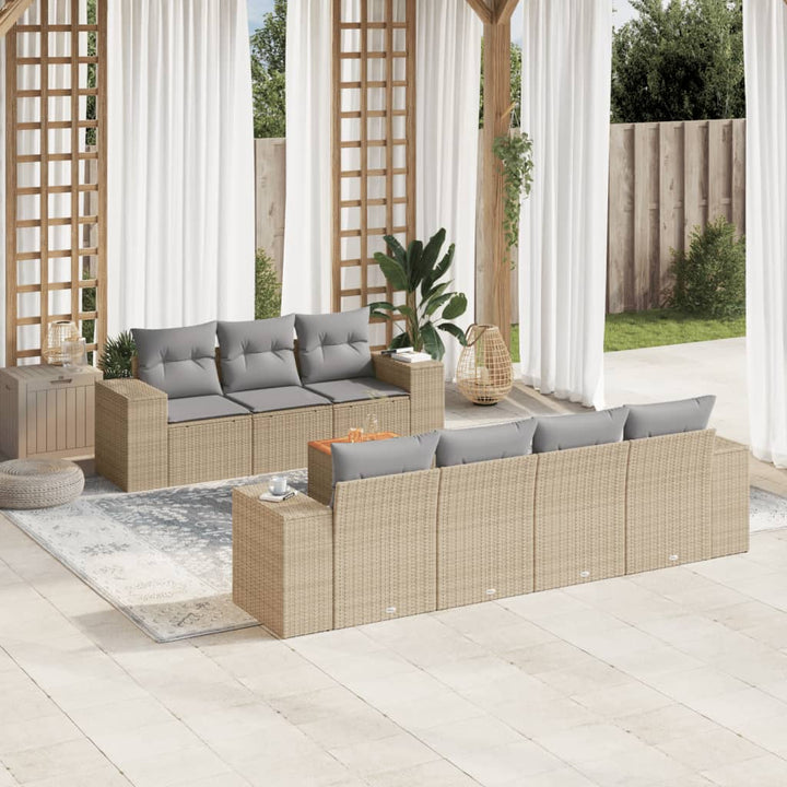 Set Canapele De Grădină Cu Perne, 8 Piese, , Poliratan