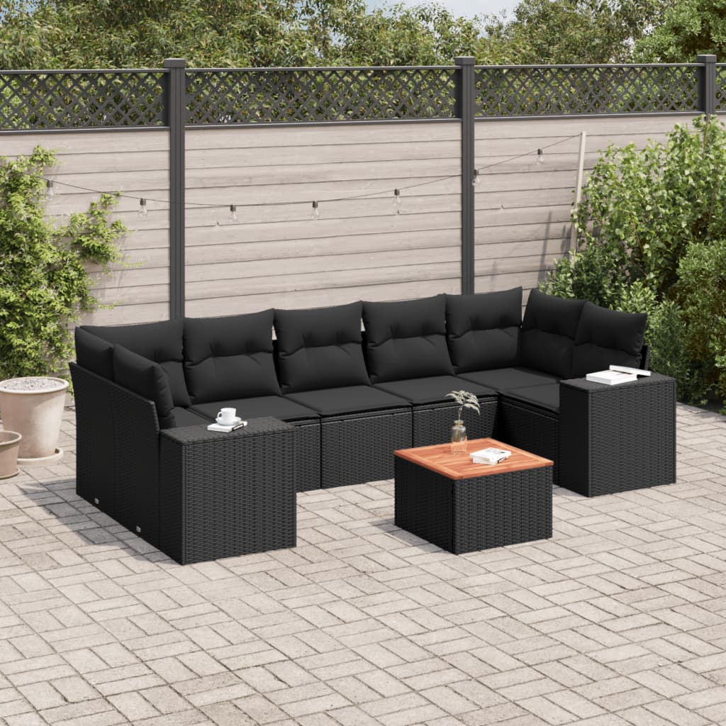 Set Canapele De Grădină Cu Perne, 8 Piese, , Poliratan
