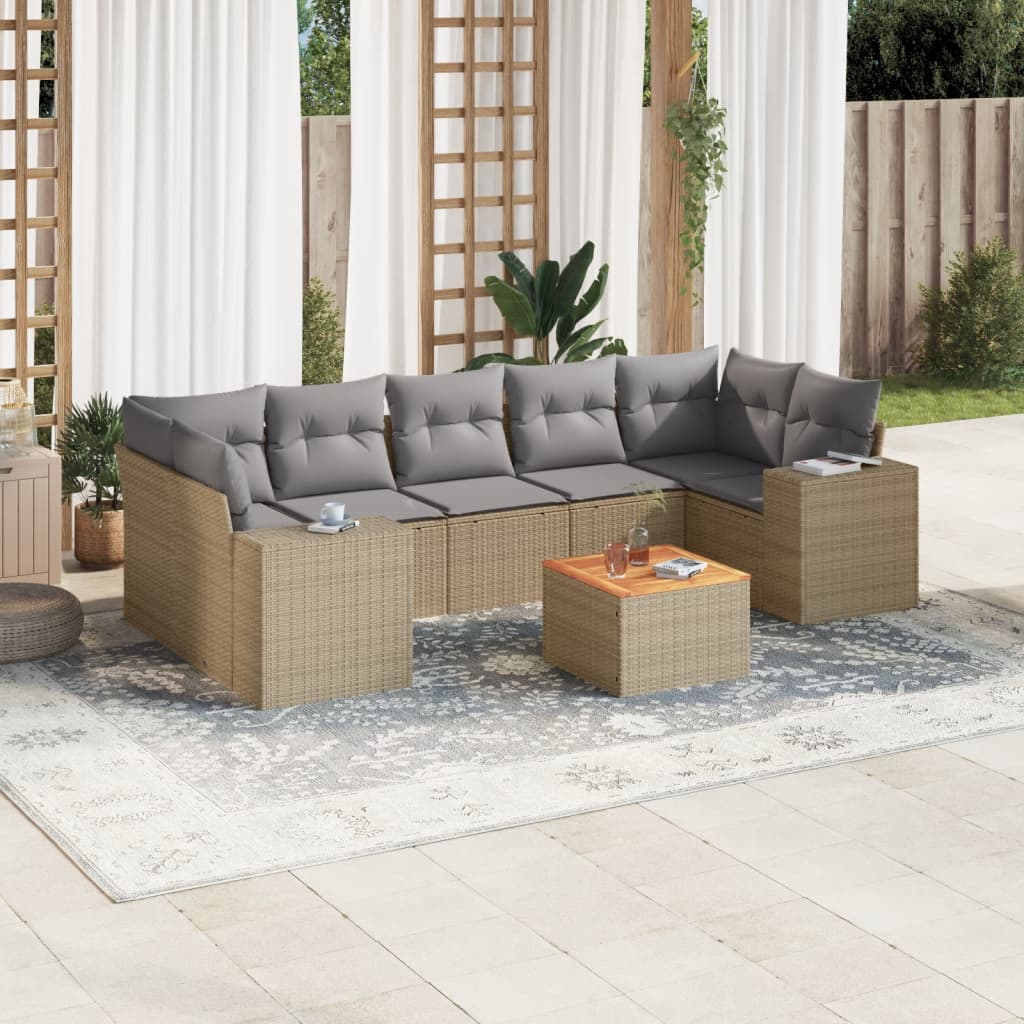 Set Canapele De Grădină Cu Perne, 8 Piese, , Poliratan