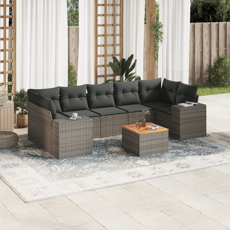 Set Canapele De Grădină Cu Perne, 8 Piese, , Poliratan
