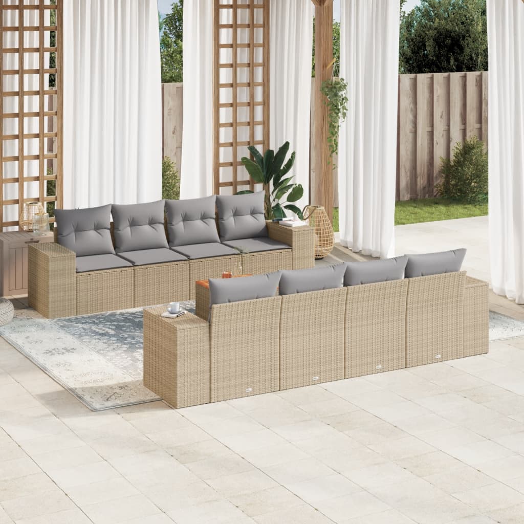 Set Canapele De Grădină, 9 Piese, Cu Perne, , Poliratan