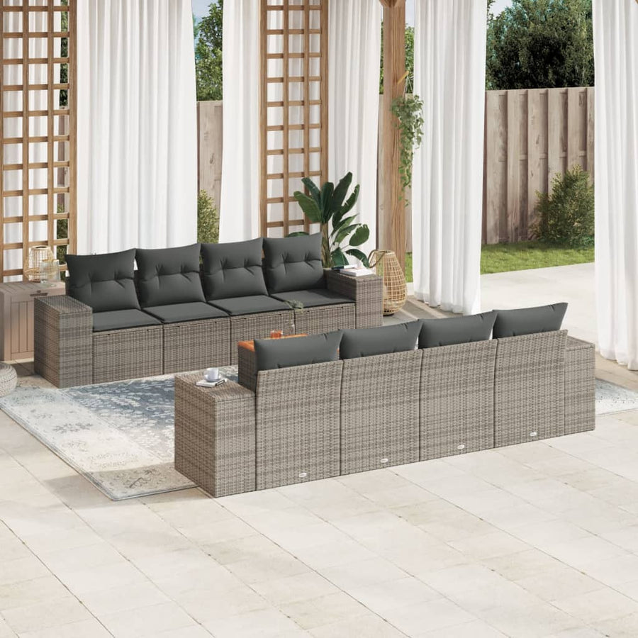Set Canapele De Grădină, 9 Piese, Cu Perne, , Poliratan