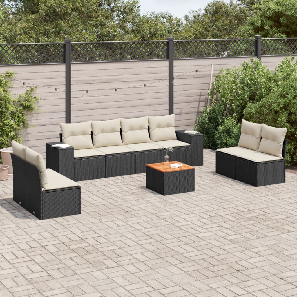 Set Canapele De Grădină, 9 Piese, Cu Perne, , Poliratan