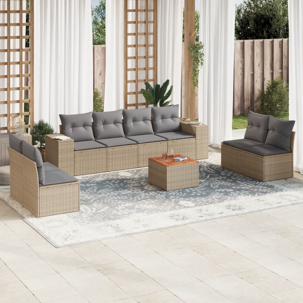Set Canapele De Grădină, 9 Piese, Cu Perne, , Poliratan