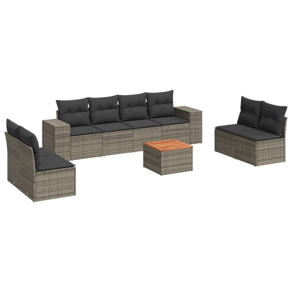 Set Canapele De Grădină, 9 Piese, Cu Perne, , Poliratan