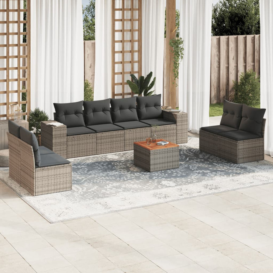 Set Canapele De Grădină, 9 Piese, Cu Perne, , Poliratan