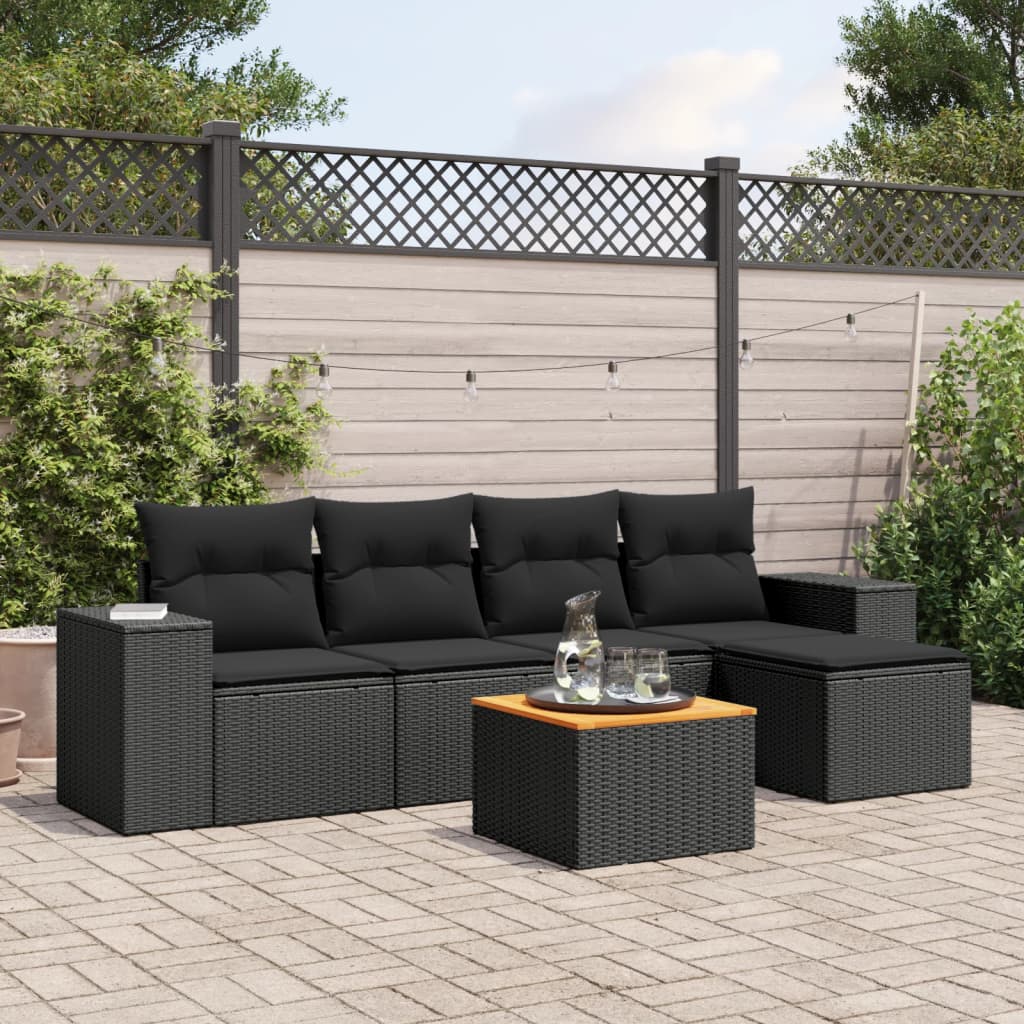 Set Mobilier Grădină Cu Perne, 6 Piese, , Poliratan