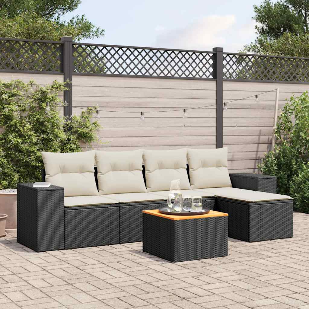 Set Mobilier Grădină Cu Perne, 6 Piese, , Poliratan