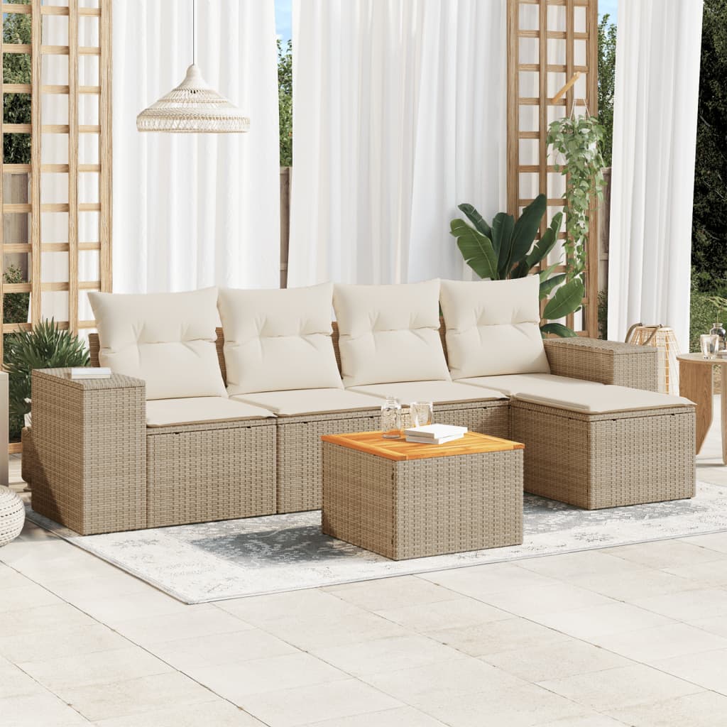 Set Mobilier Grădină Cu Perne, 6 Piese, , Poliratan