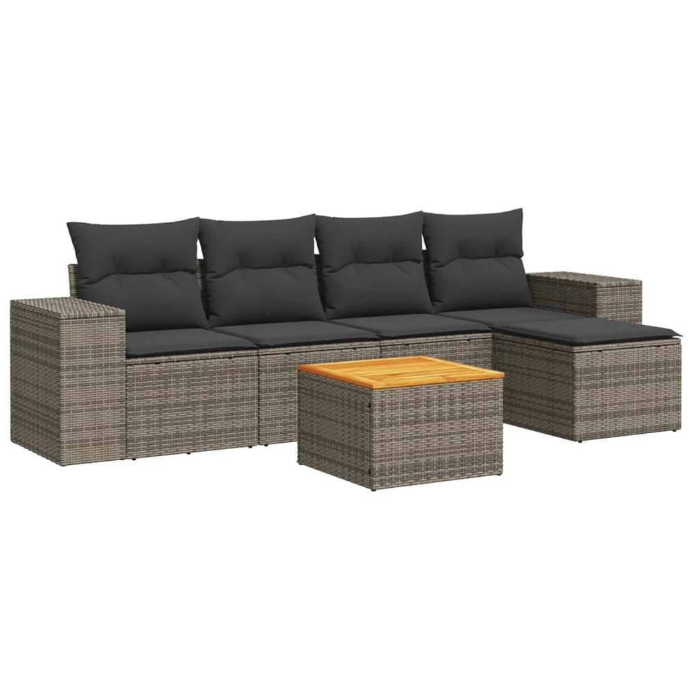 Set Mobilier Grădină Cu Perne, 6 Piese, , Poliratan