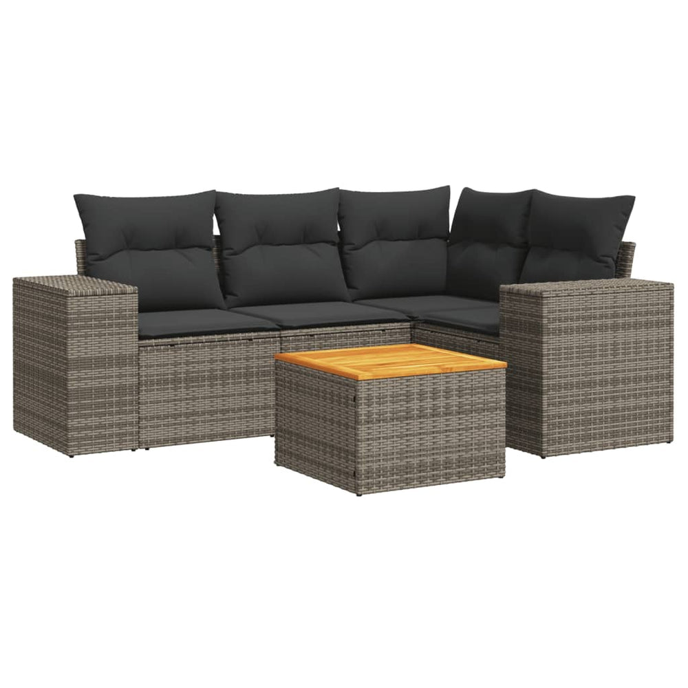 Set Canapea De Grădină Cu Perne, 5 Piese, , Poliratan