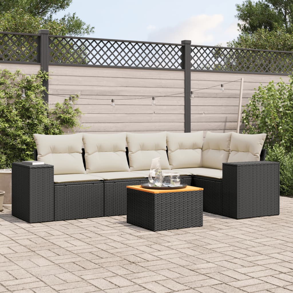 Set Mobilier Grădină Cu Perne, 6 Piese, , Poliratan