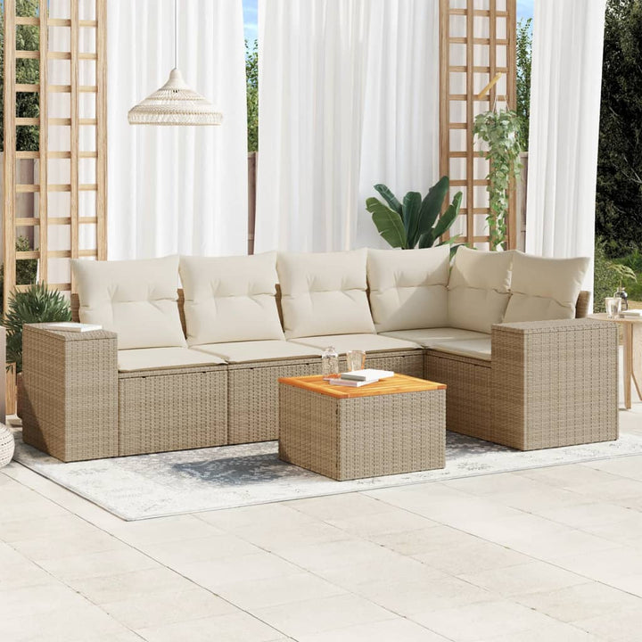 Set Mobilier Grădină Cu Perne, 6 Piese, , Poliratan