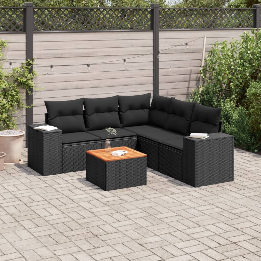 Set Mobilier Grădină Cu Perne, 6 Piese, , Poliratan