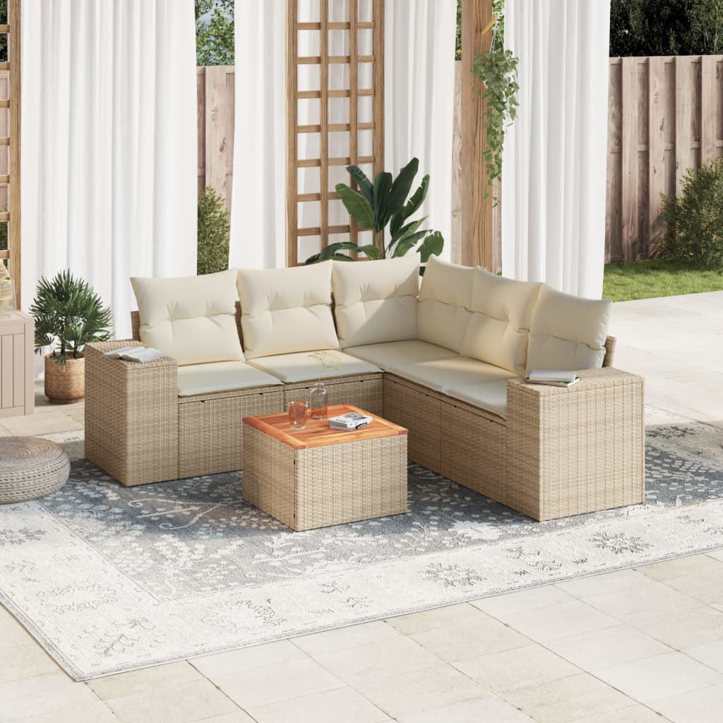 Set Mobilier Grădină Cu Perne, 6 Piese, , Poliratan