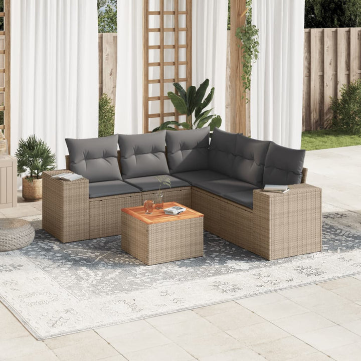 Set Mobilier Grădină Cu Perne, 6 Piese, , Poliratan