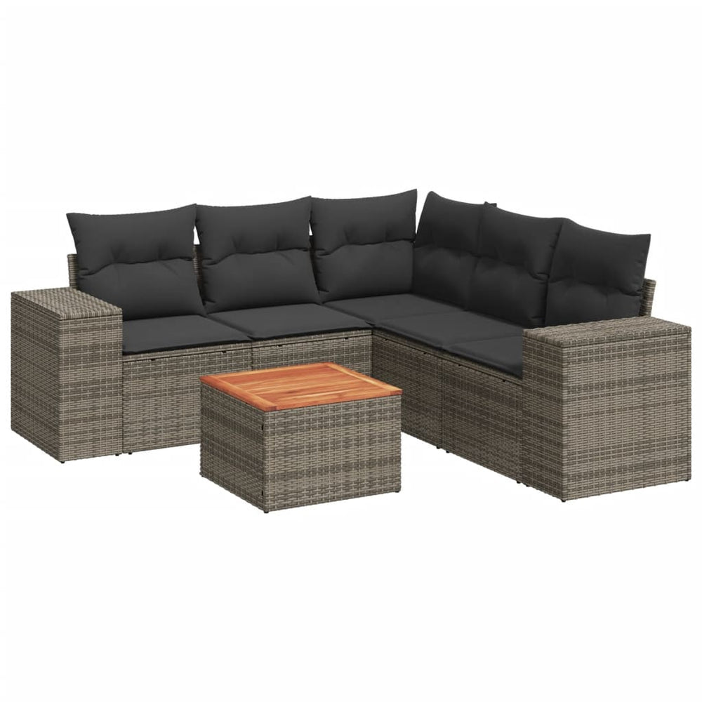 Set Mobilier Grădină Cu Perne, 6 Piese, , Poliratan