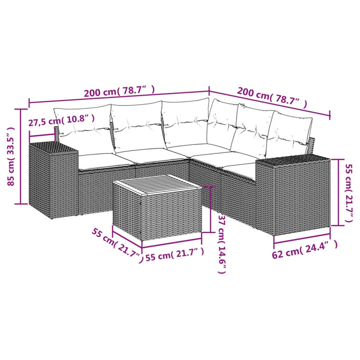 Set Mobilier Grădină Cu Perne, 6 Piese, , Poliratan