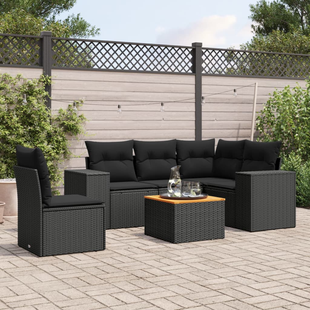 Set Mobilier Grădină Cu Perne, 6 Piese, , Poliratan
