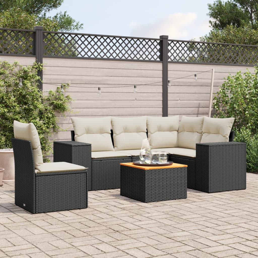 Set Mobilier Grădină Cu Perne, 6 Piese, , Poliratan