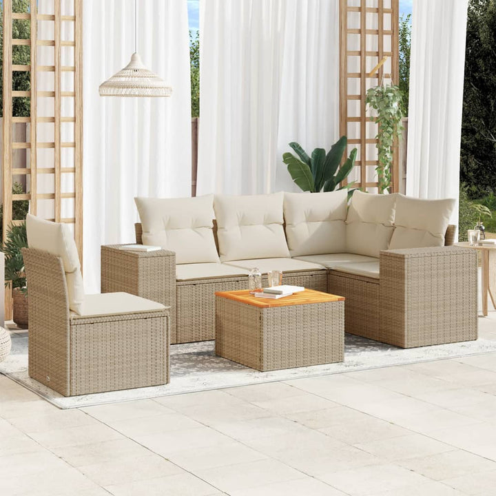 Set Mobilier Grădină Cu Perne, 6 Piese, , Poliratan