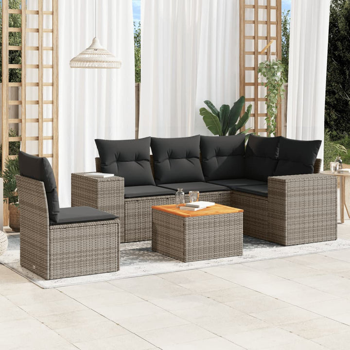 Set Mobilier Grădină Cu Perne, 6 Piese, , Poliratan