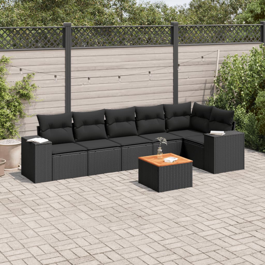 Set Canapele De Grădină, 7 Piese, Cu Perne, , Poliratan