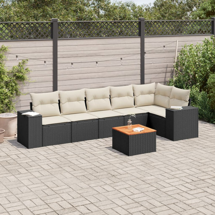 Set Canapele De Grădină, 7 Piese, Cu Perne, , Poliratan