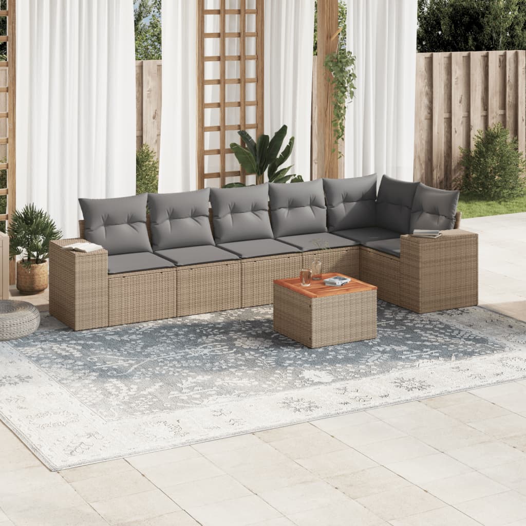 Set Canapele De Grădină, 7 Piese, Cu Perne, , Poliratan