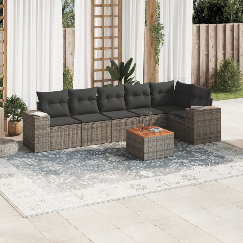 Set Canapele De Grădină, 7 Piese, Cu Perne, , Poliratan