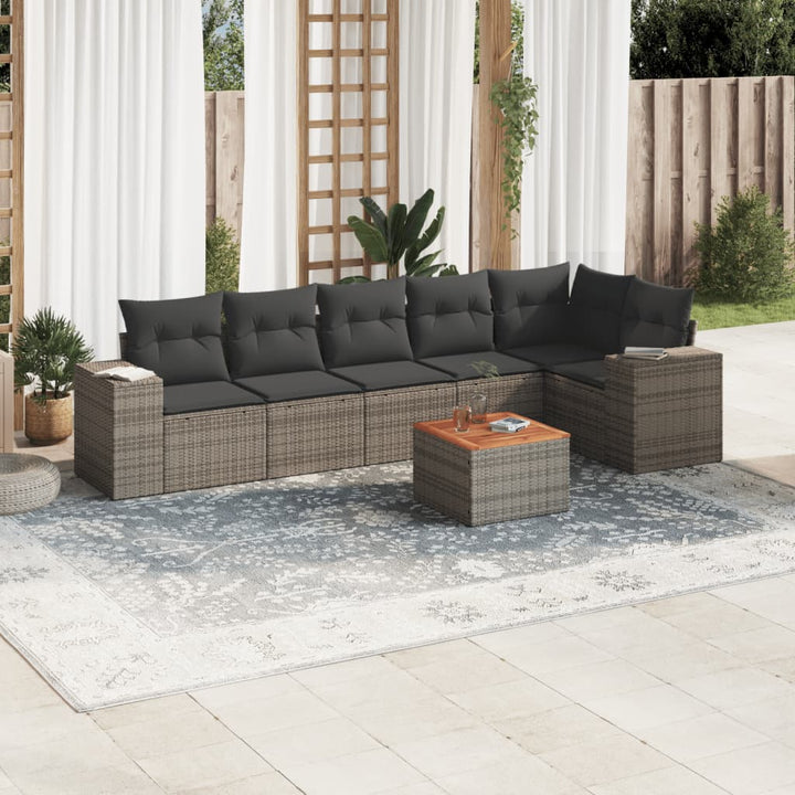 Set Canapele De Grădină, 7 Piese, Cu Perne, , Poliratan