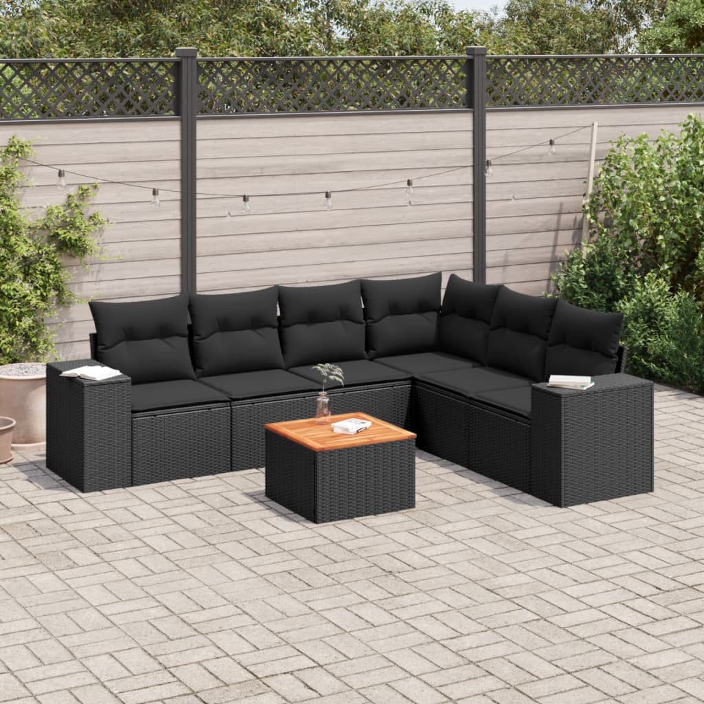 Set Canapele De Grădină, 7 Piese, Cu Perne, , Poliratan