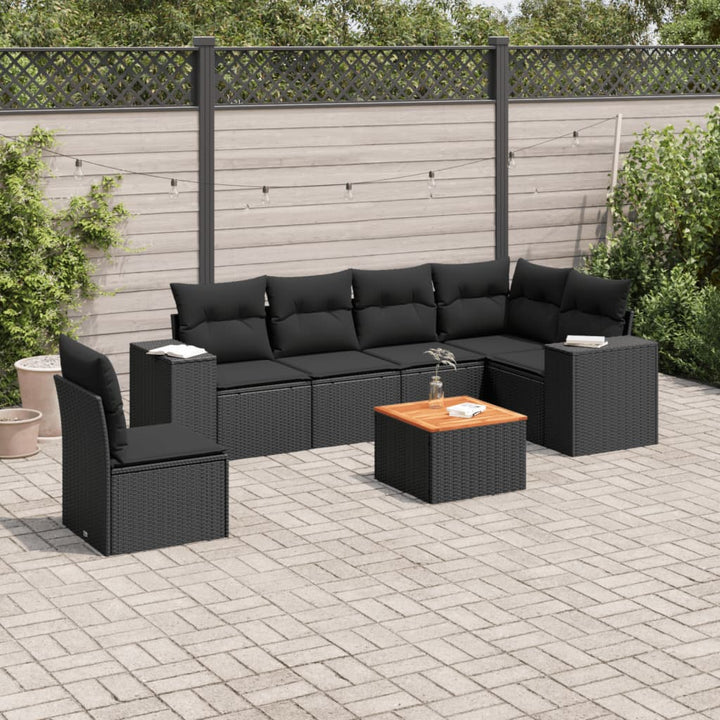 Set Canapele De Grădină, 7 Piese, Cu Perne, , Poliratan