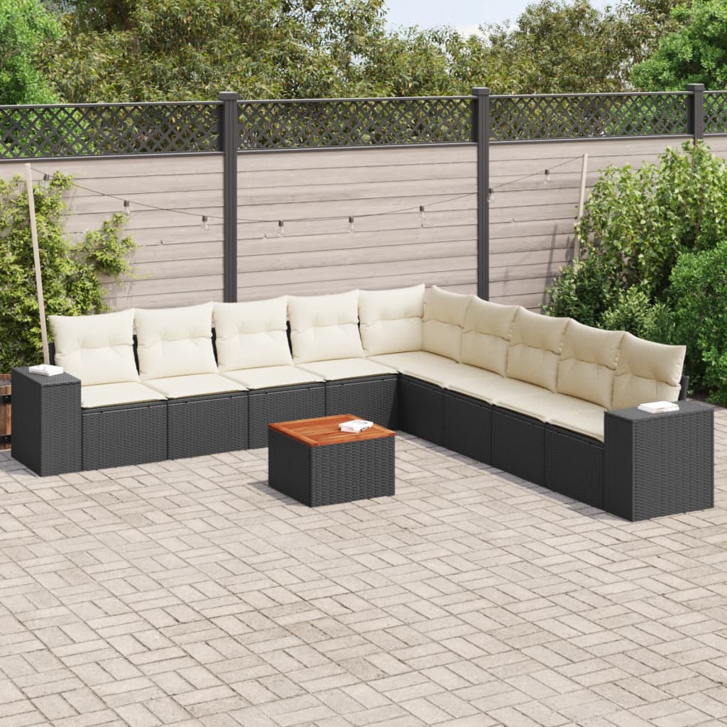 Set Mobilier De Grădină Cu Perne, 10 Piese, , Poliratan