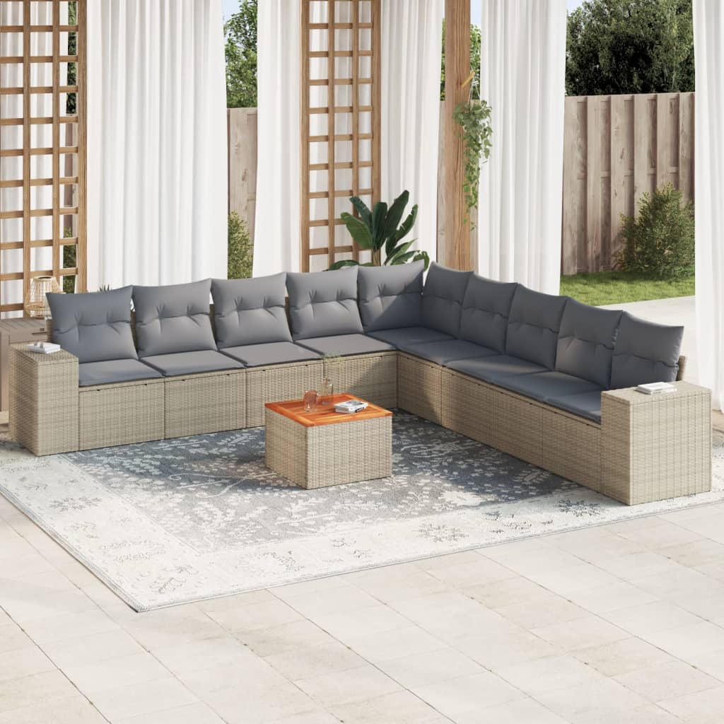 Set Mobilier De Grădină Cu Perne, 10 Piese, , Poliratan
