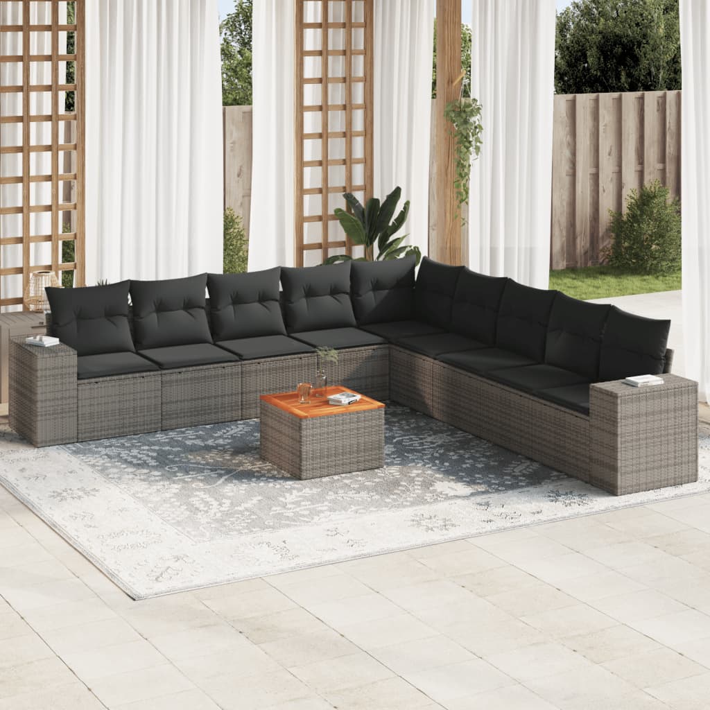 Set Mobilier De Grădină Cu Perne, 10 Piese, , Poliratan