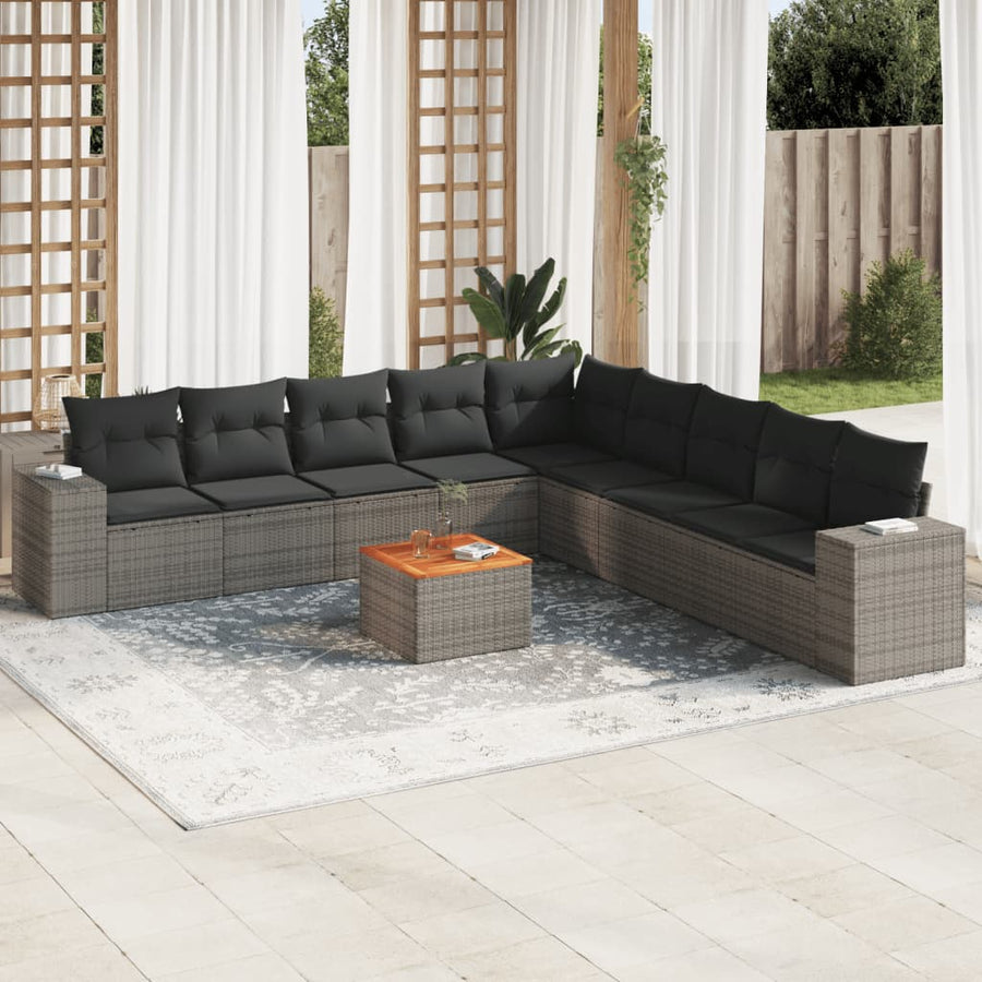 Set Mobilier De Grădină Cu Perne, 10 Piese, , Poliratan