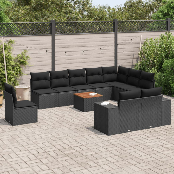 Set Canapele De Grădină Cu Perne, 11 Piese, , Poliratan