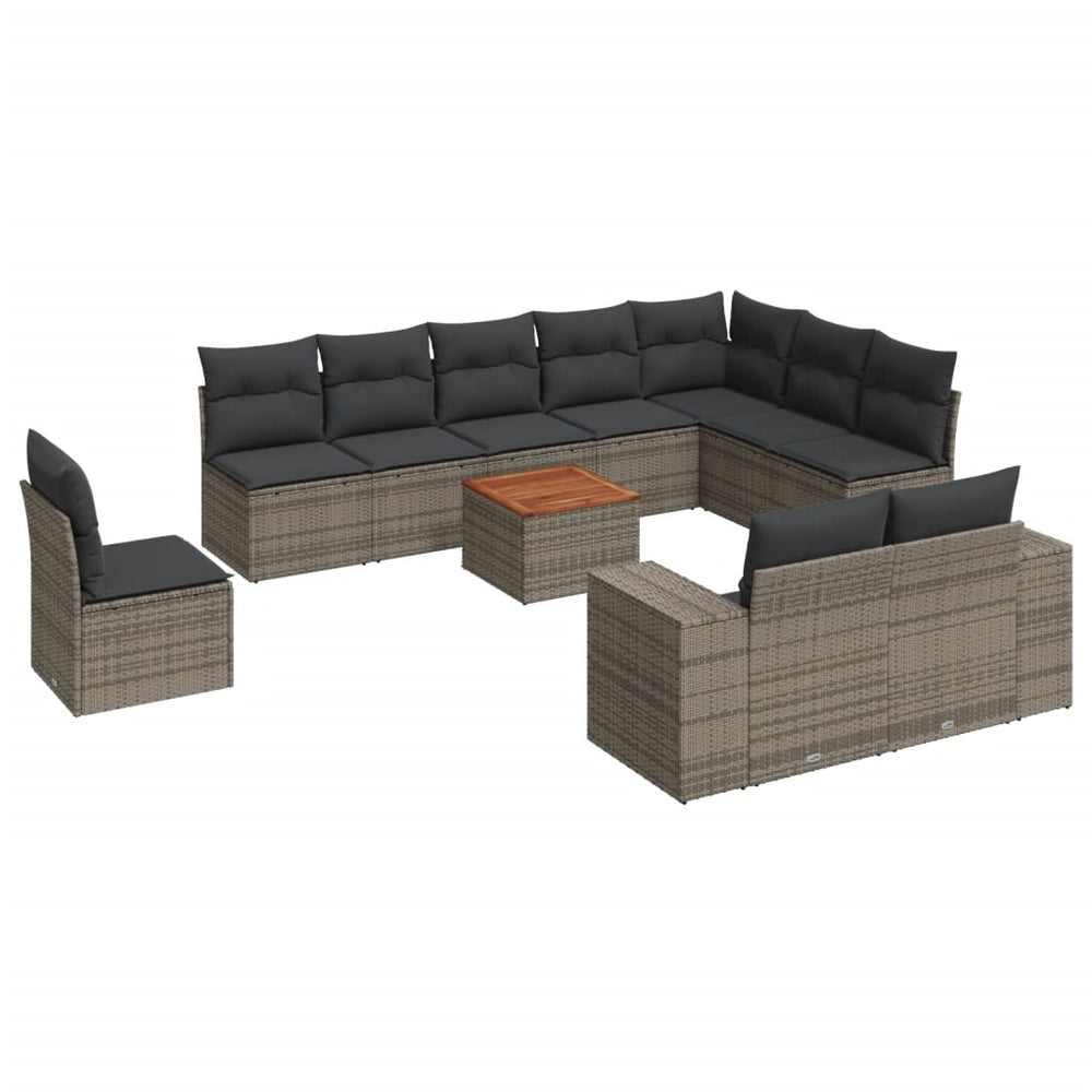 Set Canapele De Grădină Cu Perne, 11 Piese, , Poliratan