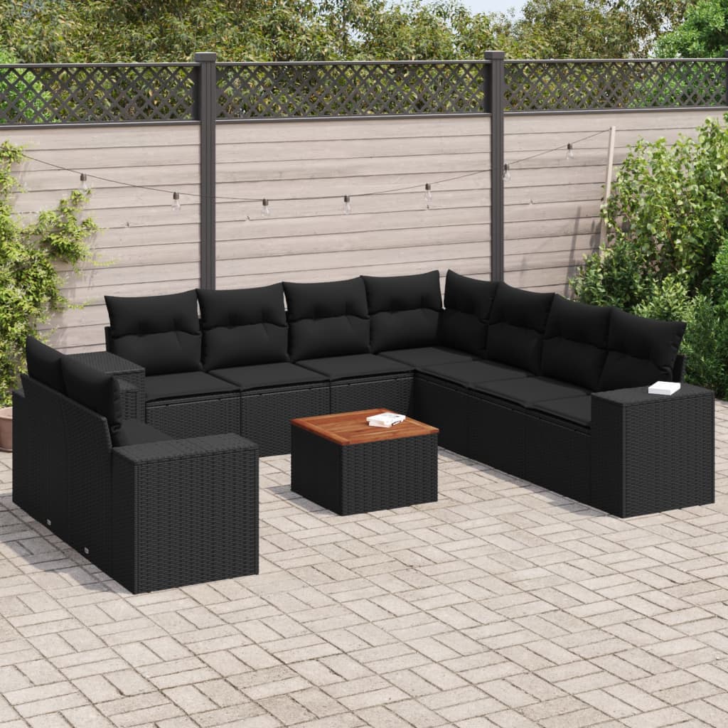 Set Mobilier De Grădină Cu Perne, 10 Piese, , Poliratan