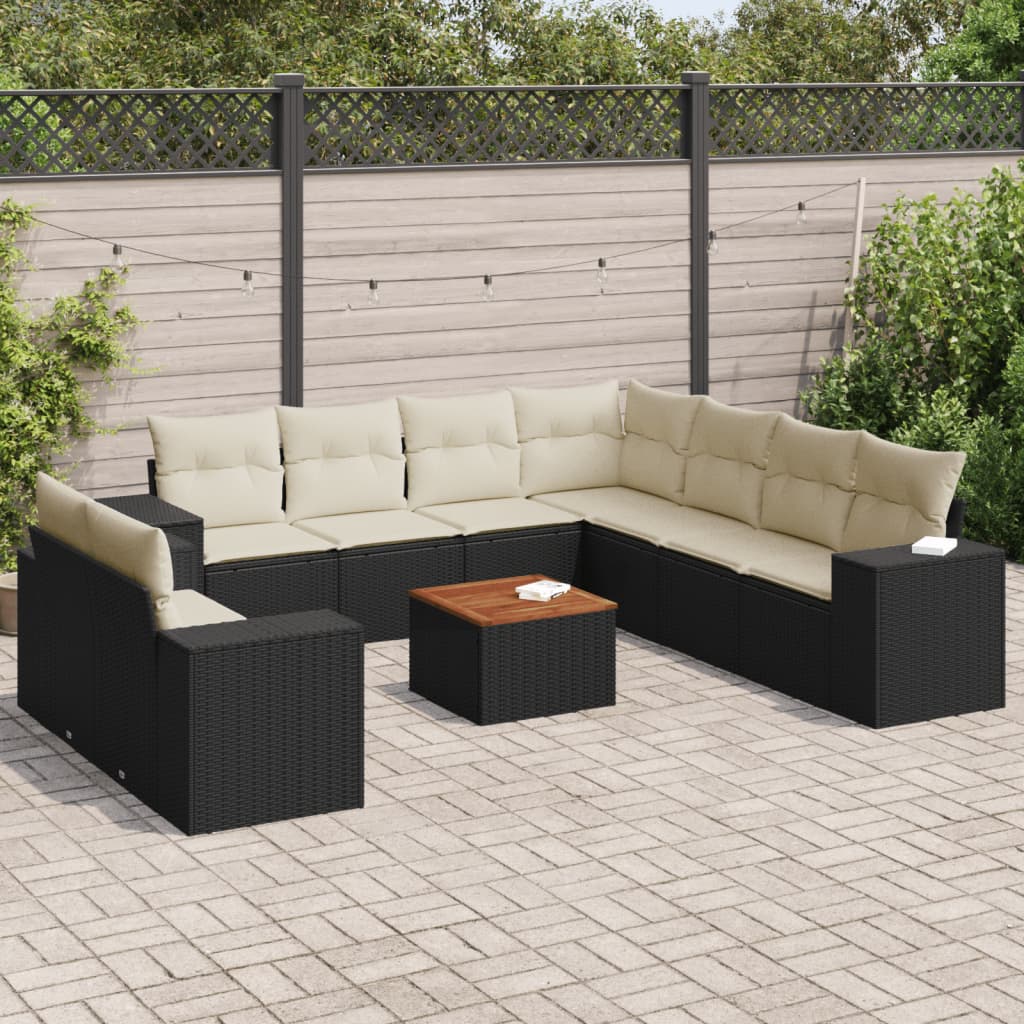 Set Mobilier De Grădină Cu Perne, 10 Piese, , Poliratan