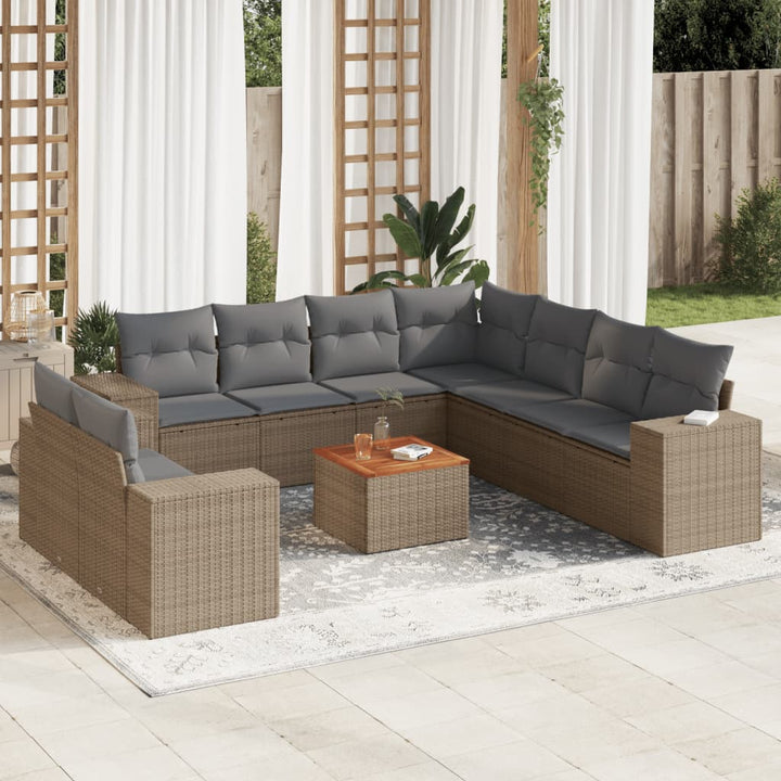 Set Mobilier De Grădină Cu Perne, 10 Piese, , Poliratan