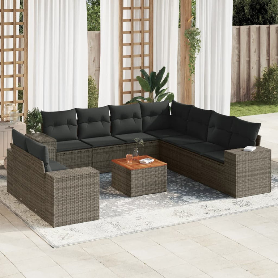 Set Mobilier De Grădină Cu Perne, 10 Piese, , Poliratan