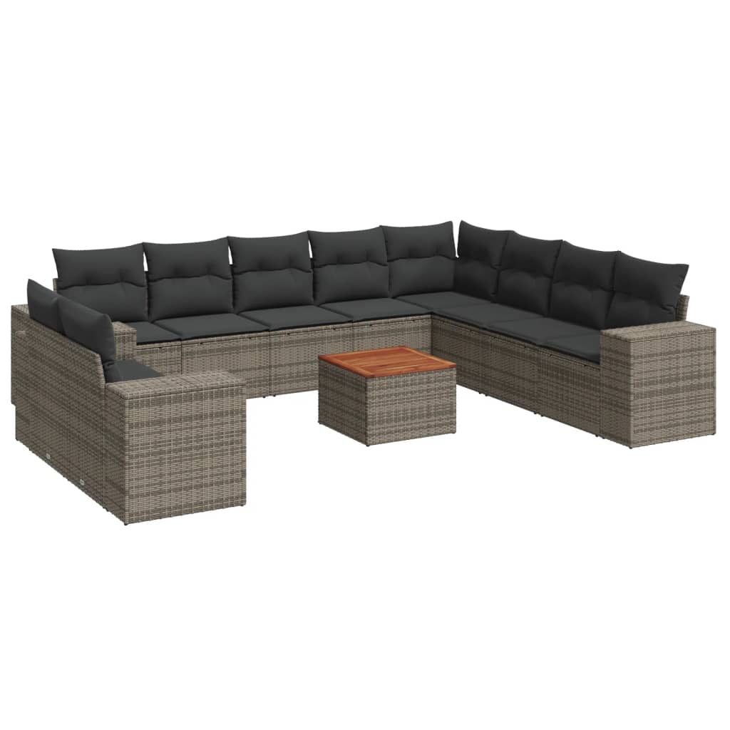 Set Canapele De Grădină Cu Perne, 11 Piese, , Poliratan