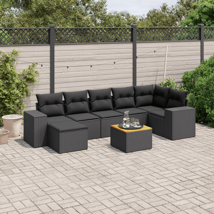 Set Canapele De Grădină Cu Perne, 8 Piese, Gri, Poliratan