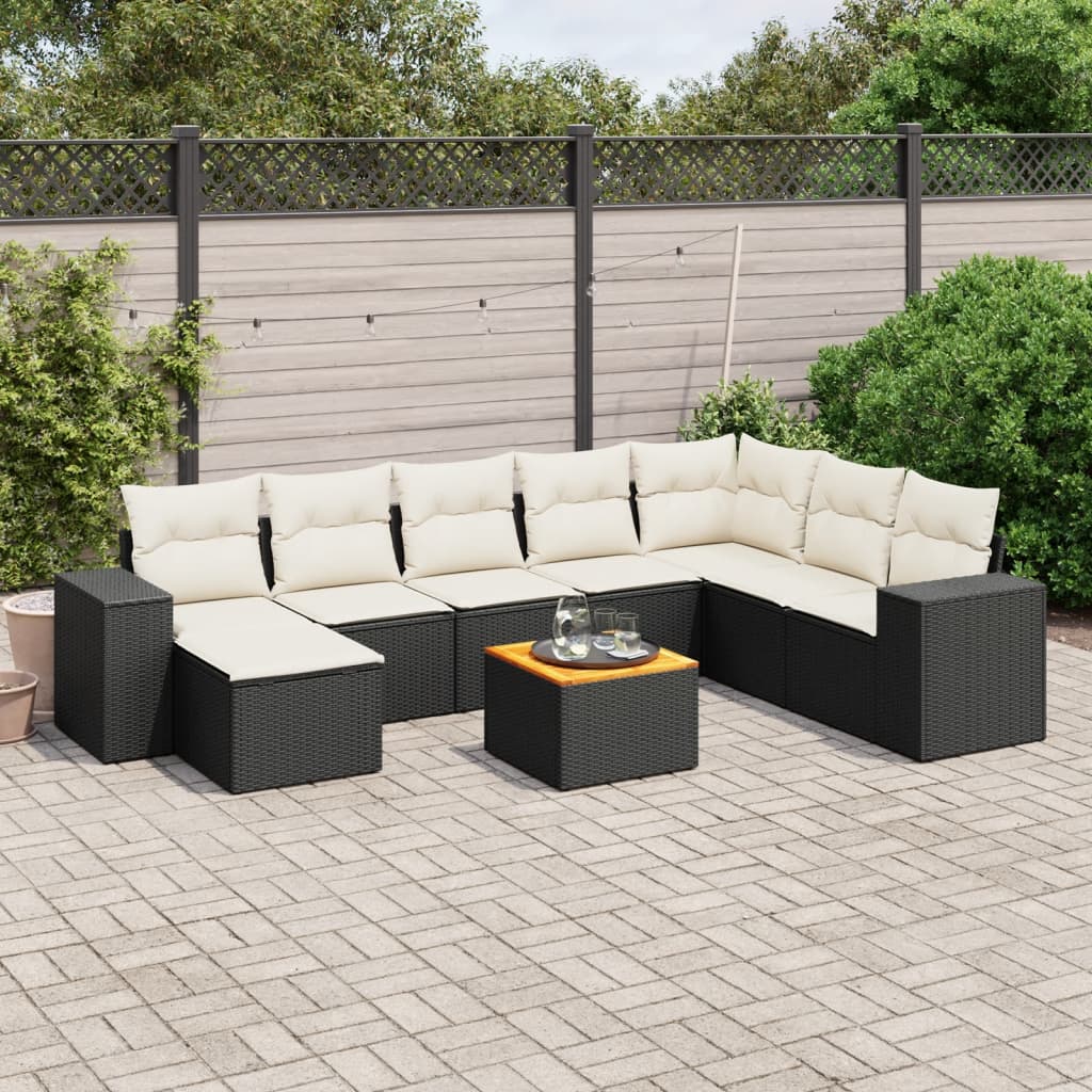 Set Canapele De Grădină, 9 Piese, Cu Perne, , Poliratan