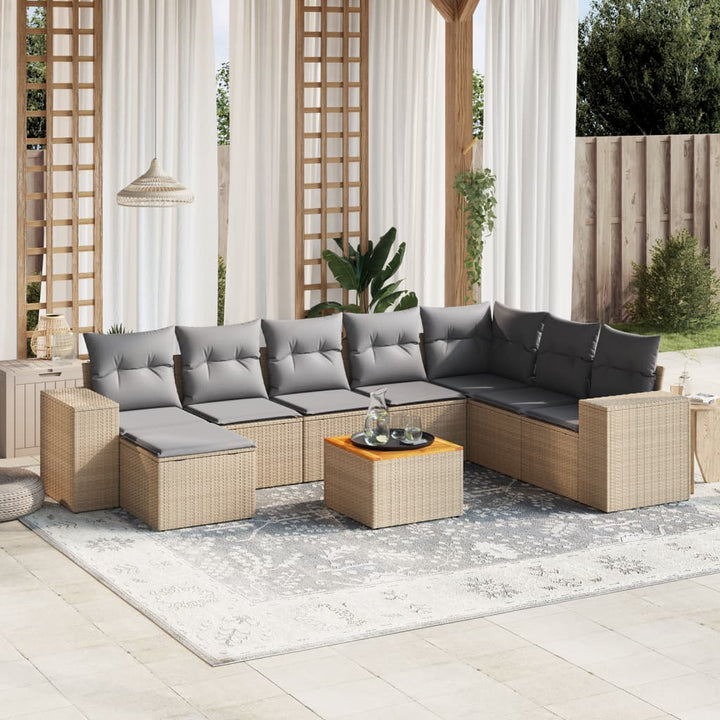 Set Canapele De Grădină, 9 Piese, Cu Perne, , Poliratan
