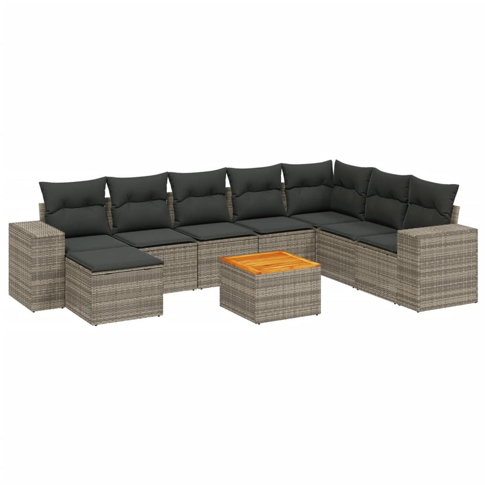 Set Canapele De Grădină, 9 Piese, Cu Perne, , Poliratan