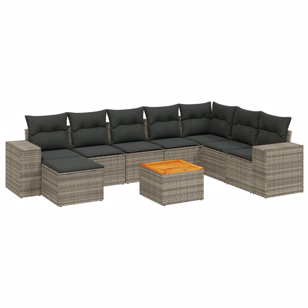 Set Canapele De Grădină, 9 Piese, Cu Perne, , Poliratan