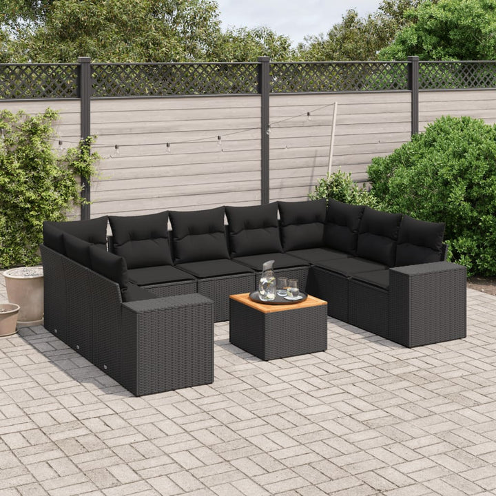 Set Mobilier De Grădină Cu Perne, 10 Piese, Gri, Poliratan